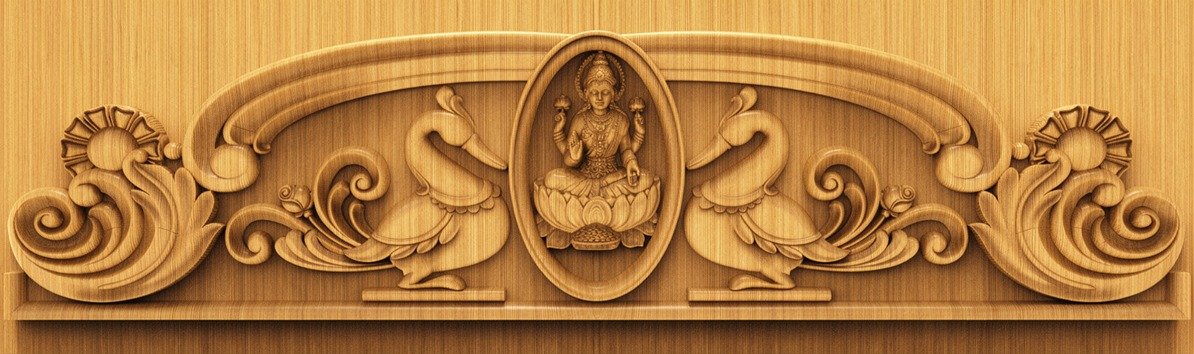 H God Frame - HB-25 Goddess Lakshmi Divine Temple Archway 3D Relief Model